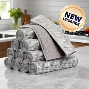 10-Count 2-Sided Scouring Pads Heavy-Duty Non-Scratch Steel Wool Sponges for Kitchen Dual-Textured Dish Scrubber with PVA Microfiber for Pots Pans and Utensils New Upgrade