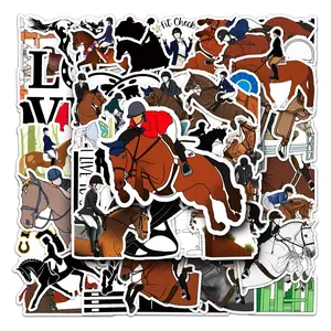50pcs Cartoon Equestrian Series Graffiti Sticker, Waterproof DIY Decoration Sticker For Laptop & Phone Decor