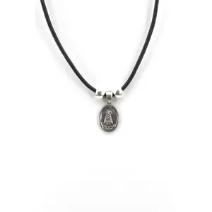 Vintage Necklace of La Caridad Del Cobre - Our Lady Of Charity Jewelry with Genuine Leather strap by Graciela's Collection
