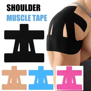 Kinesiology Tape for Shoulder Precut, 10 PCS Shoulder Tape for Pain Relief, Cotton Waterproof & Breathable, Enhance Elastic Sports Tape for Pain Support and Muscle Sports, Black