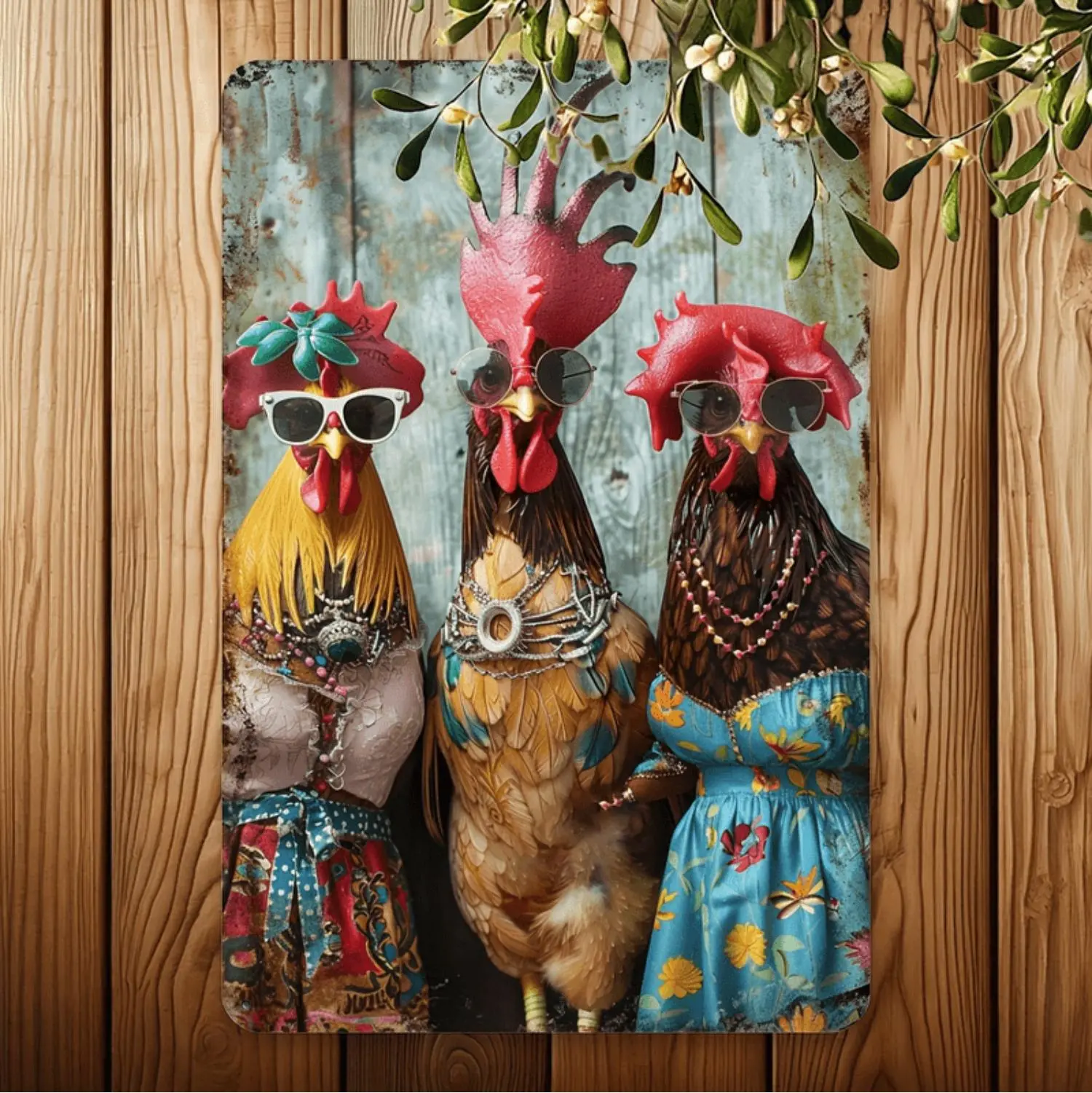 Vintage Rooster Tin Sign Retro Metal Wall Art For Home Office Cafe Decor Iron Foil Engraving Hanging Plaque Indoor Outdoor Bedroom Kitchen Garage 8x12 Inch Pack