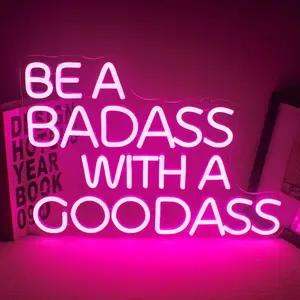 Adjustable Brightness Neon Sign Be a Badass with a Goodass Lettering, Bedroom Bar Nightclub Garage Game Room Party Hotel Decoration Light, Customizable Led Lights