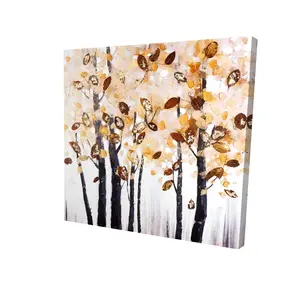 360 stand 36x36" Leaf Texture Wall Art - High-Detail Texturized Tree Artwork, Artistic Brown Nature Decoration for Bedroom, Outdoors-Inspired Home Decor Poster & Print