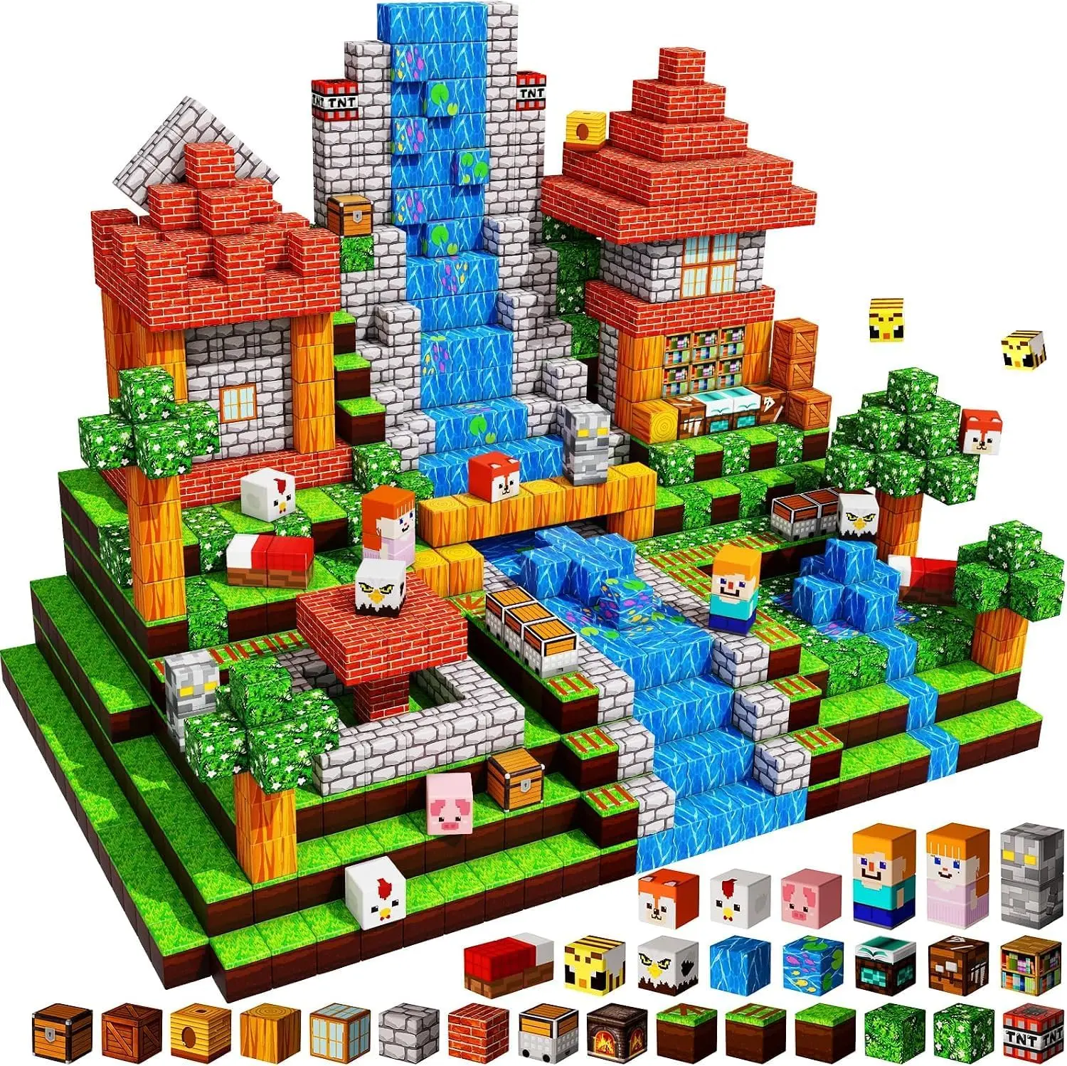 200 PCS Magnetic Building Blocks - Brick Building Sets, Magnetic Sensory STEM Montessori Learning Toy, Colorful Cubes, Buildable Structures, Cool Gifts for Kids 3+, Ideal Christmas Birthday Gifts, Colorful Stacking Blocks, Diy Building Model