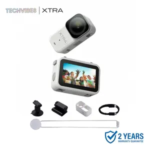 Xtra Atto Wearable 4K Action Camera, 54 g, Light and Compact, 1/1.3″ Sensor, 4K/60fps Video, 220‑Min Max Recording, 5-Min Pre-Recording, Built-in Stabilization, 128GB Storage, 600MB/s Fast Transfer