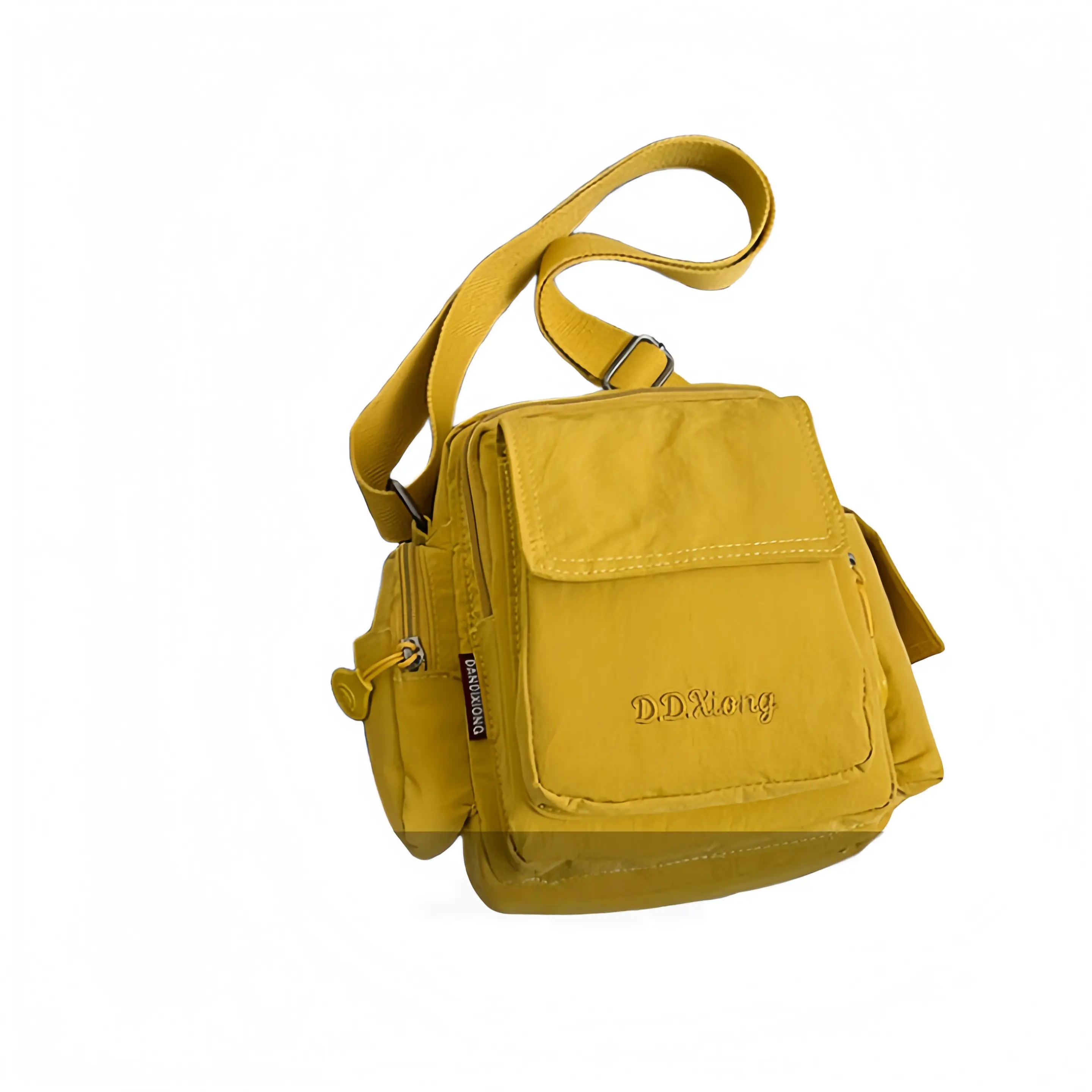 Minimalist Nylon Crossbody Bag for Women, Casual Waterproof Square Camera Purse with Zipper, Mustard Yellow, Crossbody Bags, Purses Crossbody Bag