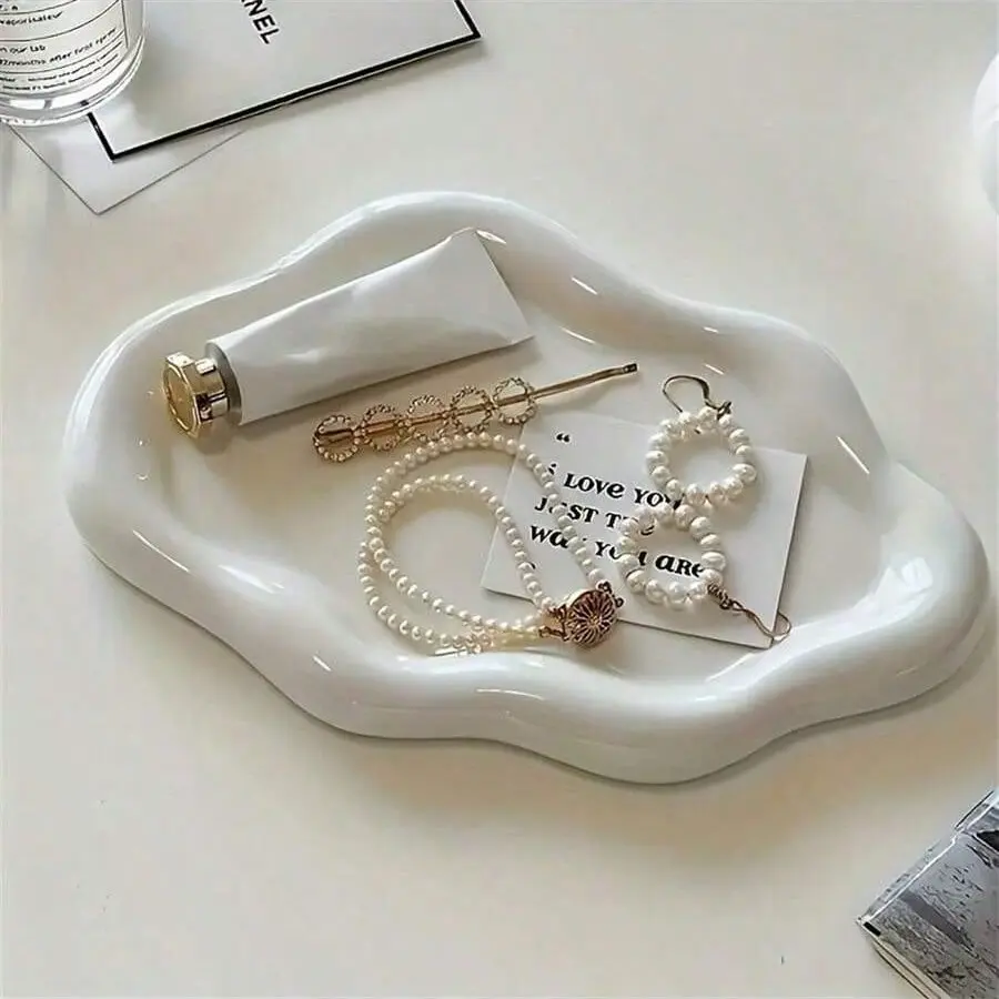 Modern Jewelry Organizer Tray, Plated, Elegant Necklace Bracelet Earring Holder Organizer Display Stand, Durable Abs Resin, Unisex Gift, Desk