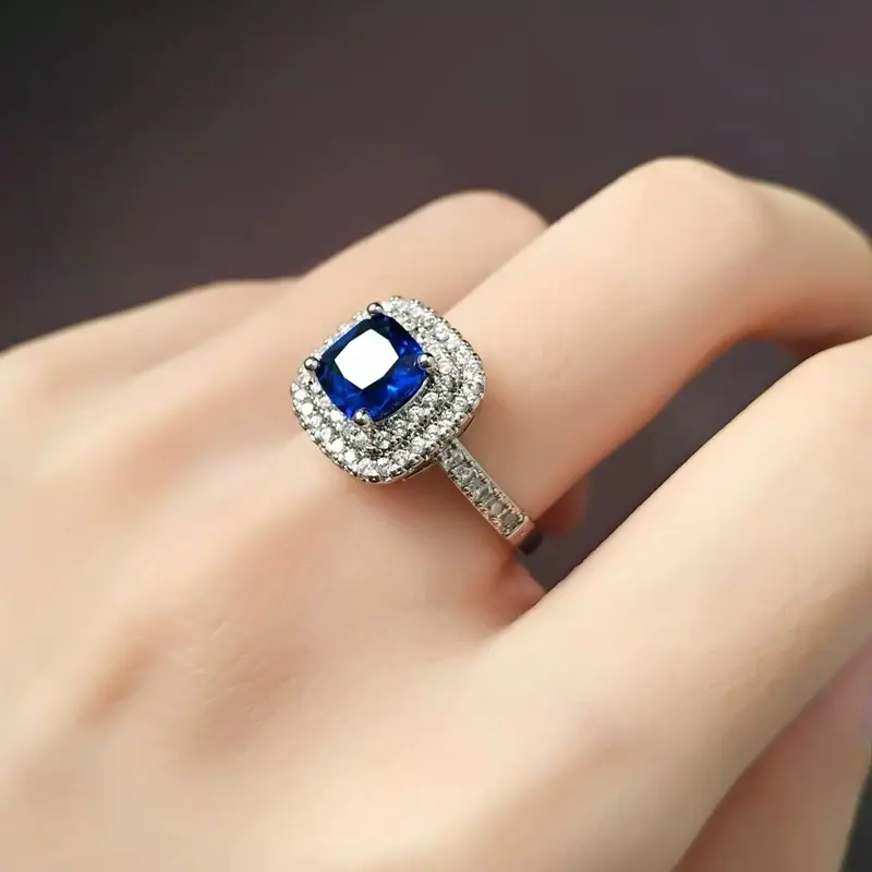 Spinel Ring -  Ice Cube(Blue Spinel with Princess Cut)