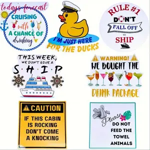 7pcs Funny Cruise Ship Higher End Fridge Magnets for Door Decorations Cabin Signs | Cute Magnetic Magnet Broad Garage Animal Towels Ducks Happy Drink Package Gift Party Favors Supplies Ideas Accessories