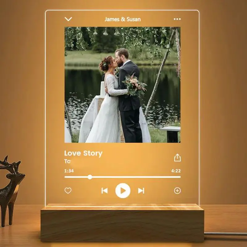 Custom Music Photo Night Light, Photo Frame Song Night Light Couples Gifts, Music Album Cover Night Light, Gift for Her, Valentines Gift Plaque