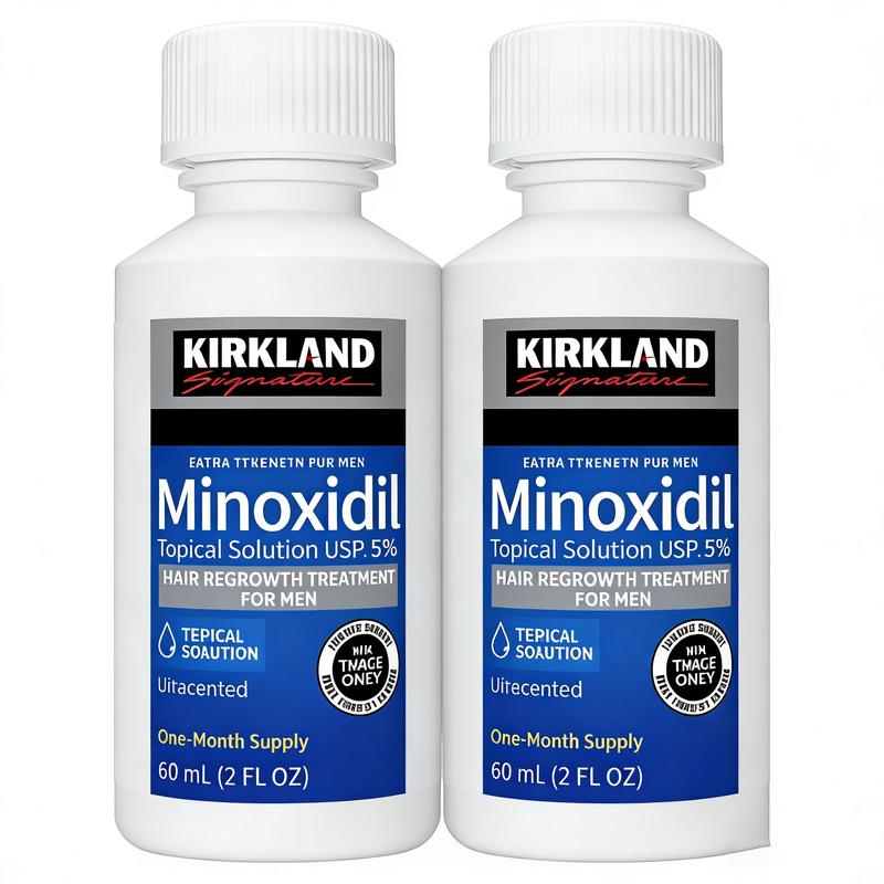 Kirkland Minoxidil 5% Extra Strength 1 to 6 MonthsSupplyWith DermaRoller 0.5MM Men's Hair Growth SerumHairCareDaily Pack Frizz Comfort