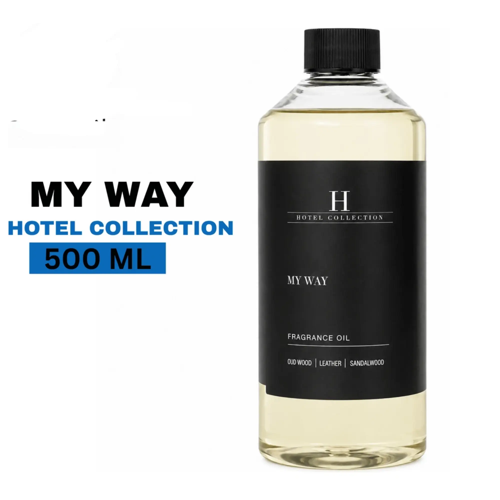 Hotel Collection My Way Essential Oil Scent - Luxury Hotel Inspired Aromatherapy Scent Diffuser Oil - Lush Sandalwood Warm Virginia Cedar & Beautiful Iris - 500 mL Freshener Fragrance Scented Perfume Bottle - Hypoallergenic Cruelty Free Vegan Paraben Free