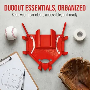 Baseball and Softball Dugout Organizer, Fence-Mounted Hanging Rack for Bats Helmets Gloves Drinks, Portable and Space-Saving (Black)