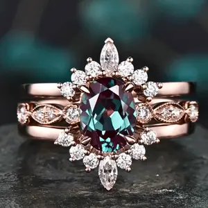 Set of 3 European fashionable and luxurious stone rings for women, engagement rings, wedding party gifts for birthday events, weddings, suitable for all outfits