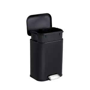 5/12/20/30/50L Stainless Steel Trash Can with Soft Close Lid Rectangular Step Garbage Bin with Removable Inner Bucket Fingerprint Resistant Waste Basket for Kitchen Bathroom Bedroom Office Toilet Home Organization 1.3 to 13 Gallon