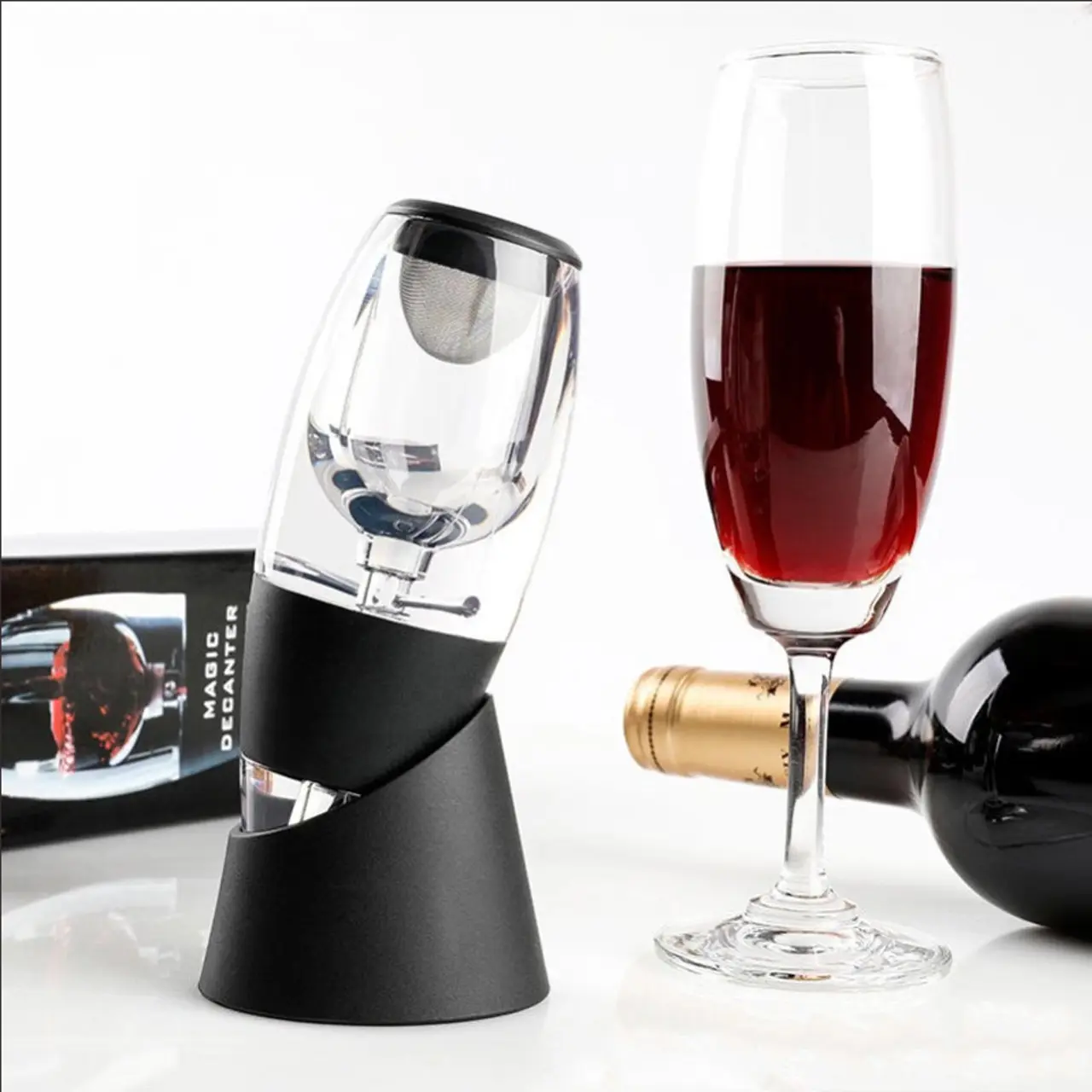 Elegant Wine Decanter Set with Pouring Spout, Enhances Wine Flavor, Perfect Gift for Wine Lovers, Includes Wine Strainer, Ideal for Gifting