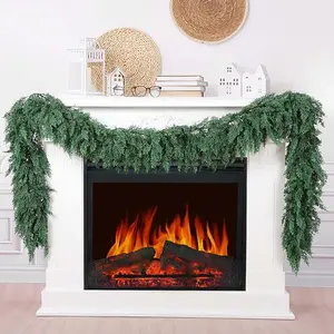 6FT Christmas Cedar Garland Set of 4, Real Touch Artificial Pine Greenery for Holiday Mantle, Wall, Table and Indoor Outdoor Winter Decorations
