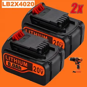 High quality 2PACK 20V MAX Lithium-ion Battery for Black and Decker 20 Volt 8.0Ah LBXR20 LB20