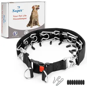 Dog Prong Collar Adjustable Choke Pinch Collar with Quick Release Buckle Nylon Cover for Small Medium Large Dogs