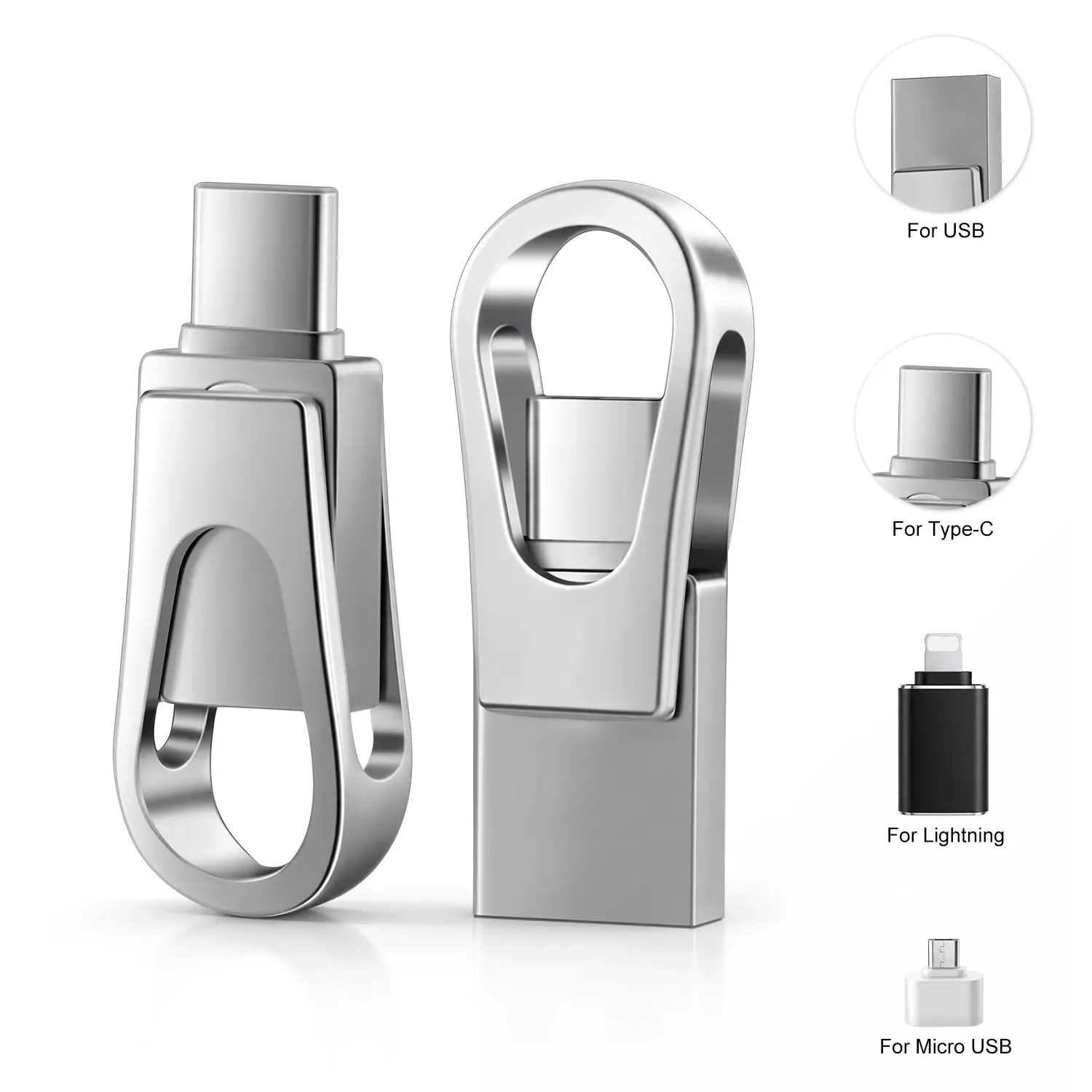 3-in-1 OTG Thumb Drive USB-C/USB-A Interfaces, High-Speed External Storage Flash, USBC Drive for iPhone/Android & PC, File Transfer Tool for Students