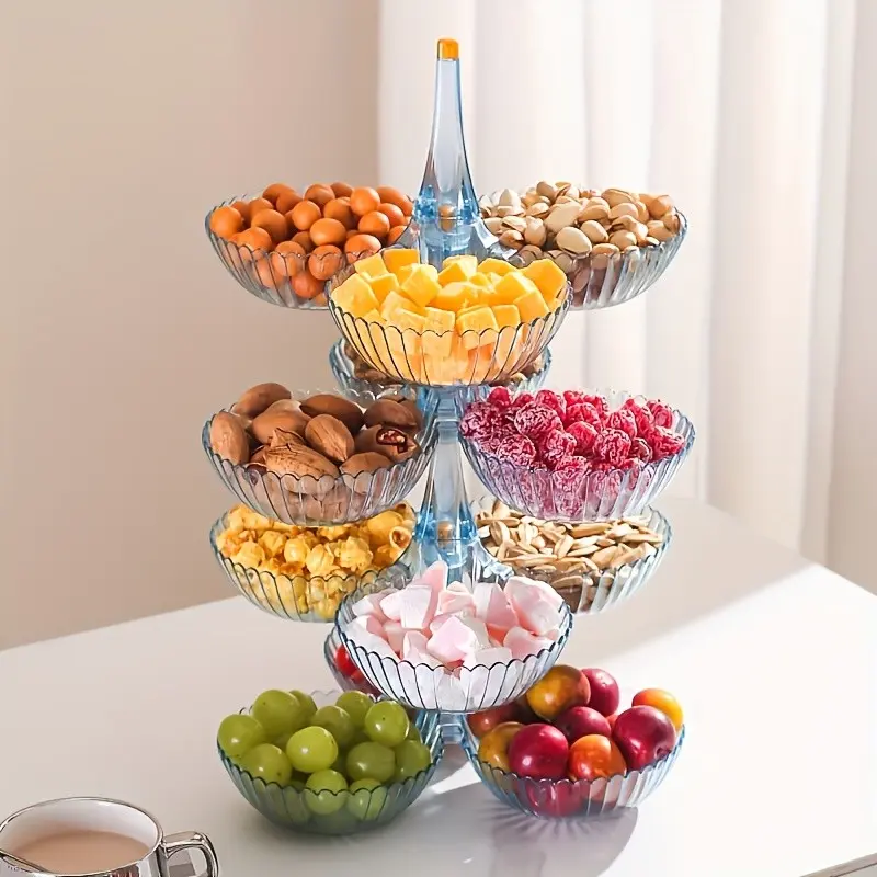 Modern Stackable Fruit Snack Bowl, Creative Design for Nuts and Candies, Multi-Layer Display Rack, Home Kitchen Storage Organizer with Shelf