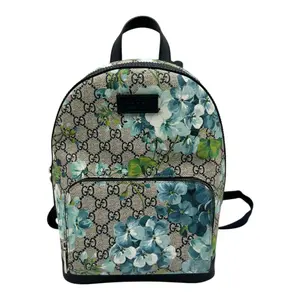 Pre-owned GUCCI SUPREME CANVAS Backpacks GG BLOOMS BACKPACK SMALL BLUE
