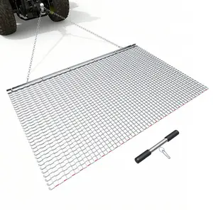 VEVOR Drag Harrow, 5x 3 ft, High-Efficiency Chain Harrow Rake, ATVs UTVs Tractors Attachments, Durable Galvanized Steel Mesh Drag Mat with Towing Chain, for Gravel Driveway Ruts Farm Field Leveling