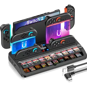 Charging Dock for Nintendo Switch 2 & Joycon 2, Games Organizer Station with Controller Charger, 20 Game Card Slots,Accessories Kit, Charging Station for Switch 2 with Cable