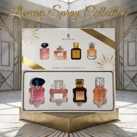 MYSTICAL Luxury Spray Collection - 4pc Fragrance Gift Set for Women | Long-Lasting Fine Mist Perfume (30ml x 4) | Premium Scent Wardrobe - Floral, Woody & Fruity Notes