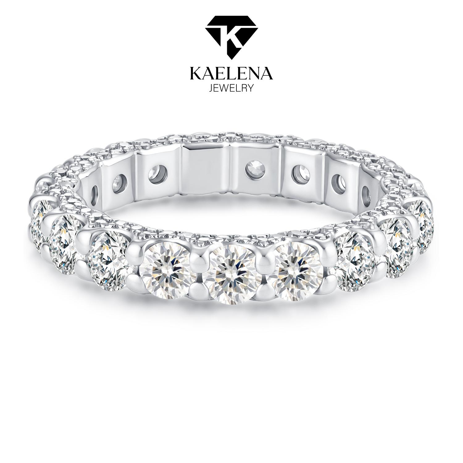 Kaelena Eternity Ring D Color VVS Lab-Created Moissanite Ring S925 Sterling Silver Jewelry Perfect for stacking, Men or Women's Birthday, Mother's Day Gift, Anniversary, Daily Wear and Wedding Set