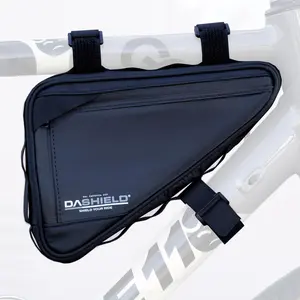 DASHIELD Bike Frame Bag with Two Side Pockets Waterproof Reflective Bicycle Triangle Pouch Storage Bag Strap-On, Mountain Road Bike MTB Cycling Bike Acessories, 1.5L