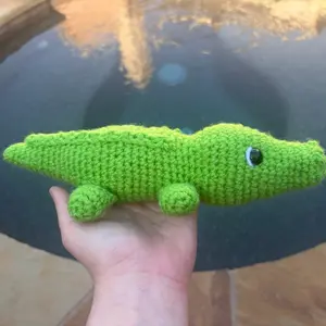 Crochet Alligator Crocodile Animal Decorative Display Figurine Handmade, Alex the Alligator