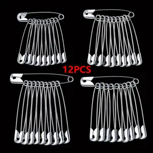 12 safety pins, available in sizes 1-4, for securing clothes, hanging labels, and waist cinching, Clothing Pin Set, Sewing Accessories and Supplies