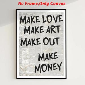 letter pattern wooden canvas unframed painting, 1 count modern art wall decor, wall art for home living room bedroom office