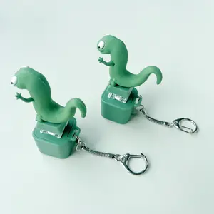 Green Interactive Sound-Making Lizard Button Keychain, Stress-Relief Toy, Valentine's Day Fashion Accessory