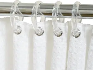 Clear Plastic Shower Curtain Rings, Easy Snap Closure Shower Curtain Hooks