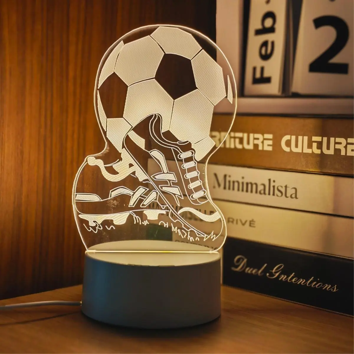 Creative Soccer Ball Design Night Light, USB Rechargeable LED Desk Lamp, Led Decoration Lamp, Atmosphere Light, Atmosphere Lighting, Decorative Light for Home Office Bedroom, Ideal Gift for Football Fans
