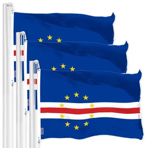 G128 3 Pack: Cape Verde Cape Verdean Flag | 3x5 Ft | LiteWeave Pro Series Printed 150D Polyester | Country Flag, Indoor/Outdoor, Vibrant Colors, Brass Grommets