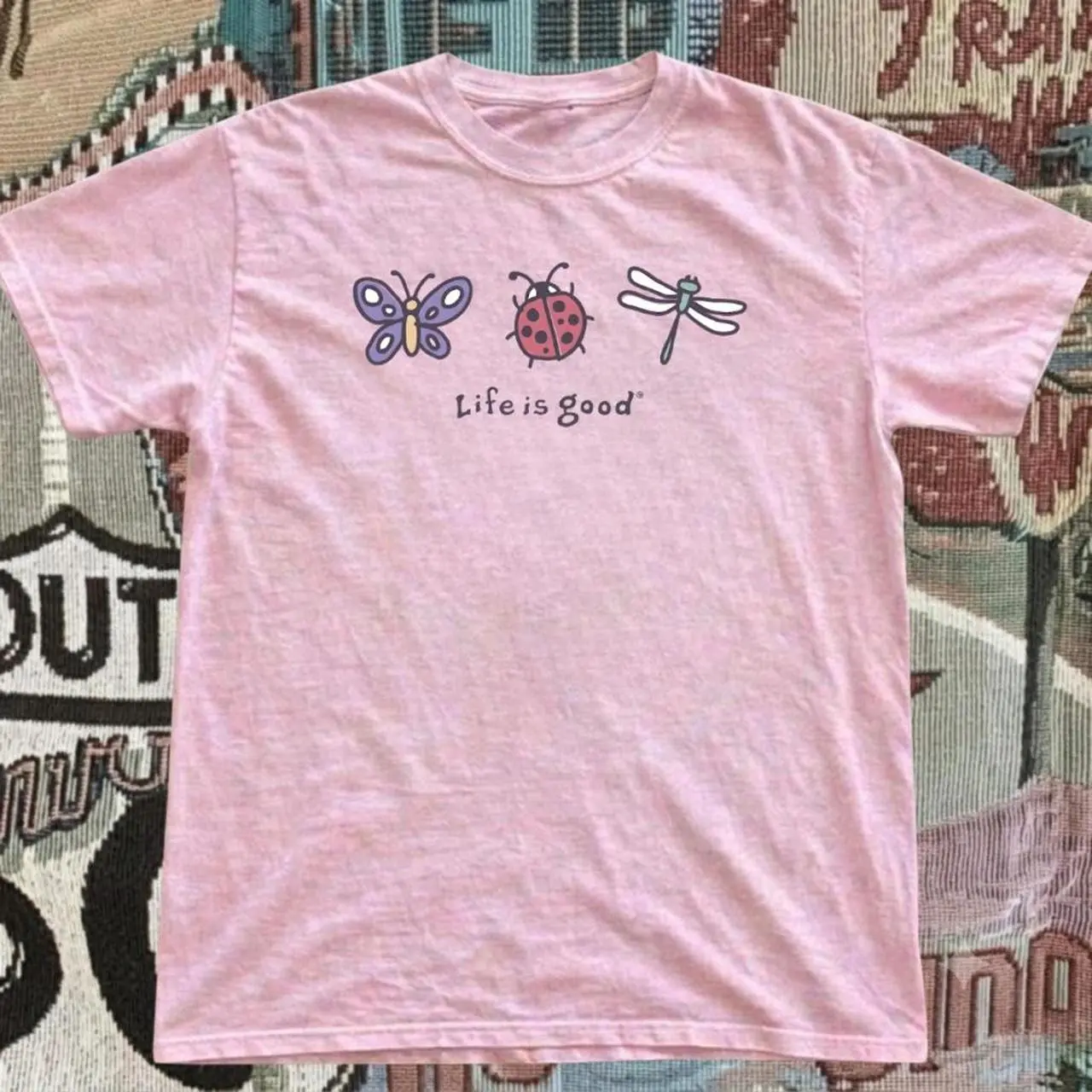 National Geographic Dragonfly "Why Am I So Fly" Graphic Tee - Gildan Women's T-shirt - light pink