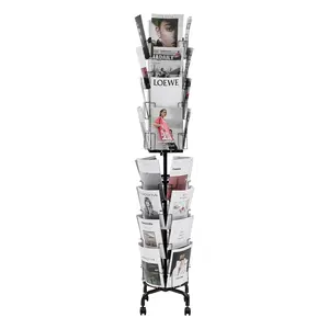 VEVOR Greeting Cards Display Rack, 32 Pockets Rotating Postcard Brochure Display Stand, 360 °   Spinning Card Display Rack with Sign Holder & 4 Wheels (2 Lockable) for Exhibitions Office Trade Show