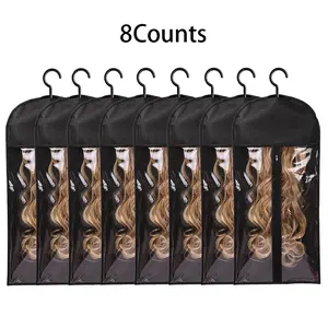 4/8PCS Wig Storage Bag With Hook Wig Storage Hanger Zipper Transparent Dustproof Wig Storage Bag, Hair Extension Holder Wig Bag Wig Storage For Multiple Wigs Holder Hair Extension Hanger Wig Tool Wigs Accessories For Salon & Home Use Halloween
