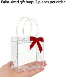 Transparent Plastic Gift Bags with Handles and Bow, Reusable PVC Packaging, Perfect for Weddings, Friend Gatherings, Birthdays, Valentine's Day