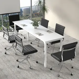Okeysen Conference Room Table Set of 2, Modern Office Meeting Table, Rectangle Meeting Seminar Desk for Boardroom, Long Business Tables (White, 78.74"x23.62"x27.56")