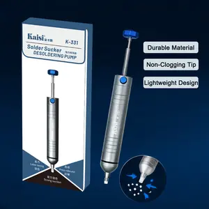 Kaisi Solder Sucker No Clog Desoldering Pump with Powerful Vacuum Suction Replaceable Heat Resistant Silicone Tube for Cooperate Soldering and Desolder Gun Iron Tool Conduct Solder Removing outdoorfun