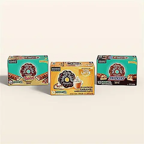 The Original Donut Shop Fall Flavored Coffees – Snickers, Twix & Pumpkin Caramel Cheesecake Latte – Keurig K-Cup Pods - Chocolatey, Sweet, Autumn Coffee Drinks