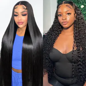 [Combo sale 24"&22"] buy 1 get 2 wig" 22Inch 13x4 Deep Wave Hair Lace Front Wigs +13x4 22Inch straight Human Hair Hair Pre Plucked HD Transparent LaceFrontal Human Hair Wigs 180% Density