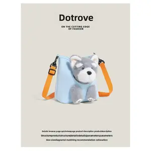 Cute Schnauzer doll messenger bag women's birthday gift plush puppy toy versatile doll shoulder bag