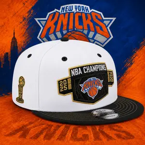 New Era New York Knicks White/Black Conference Champions Finals Adjustable Snapback Hat