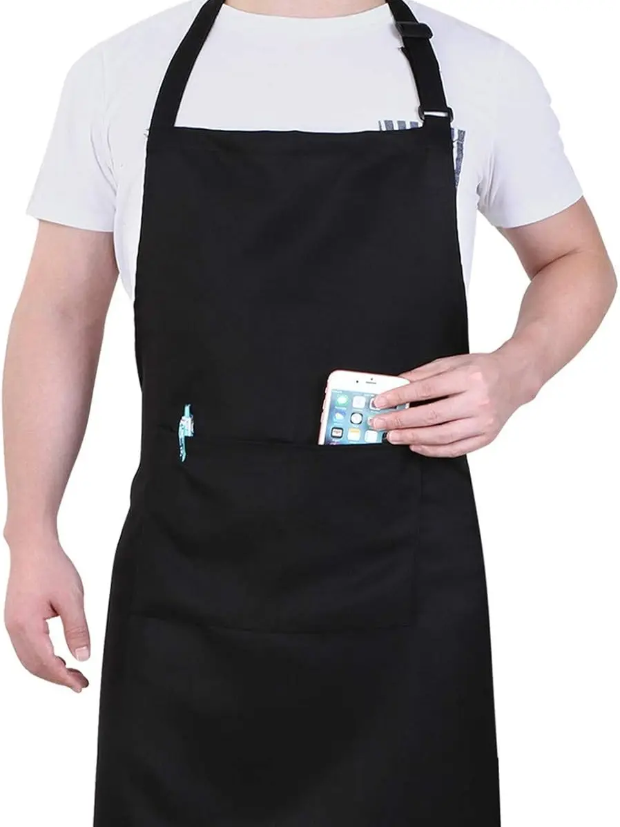 Chef Apron for Men and Women Professional Adjustable Bib Apron with Water & Oil Resistant Features, 1 Pack, Comfortable