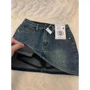 Retro Old Denim Skirt For Women, Small Summer New High-waisted Large Size Loose Versatile Anti-exposure Skirt